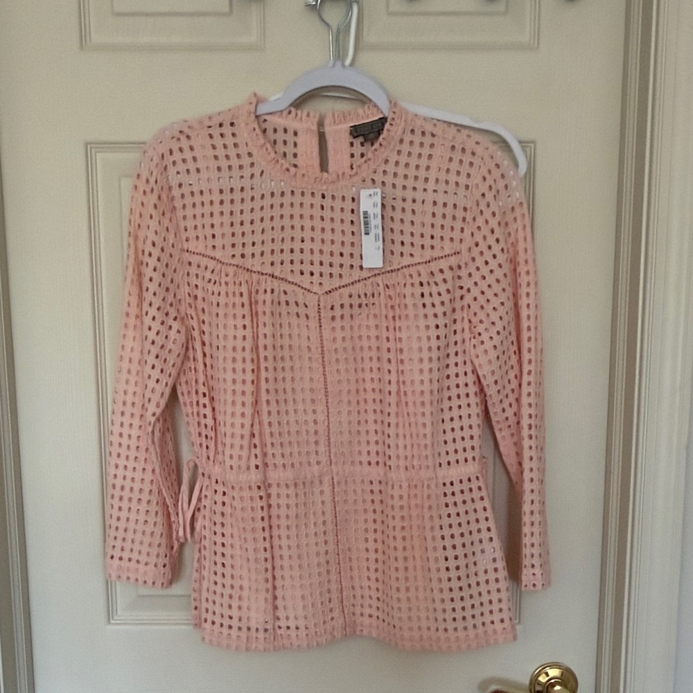 J. Crew Peach Crochet Peplum Long-Sleeve Tunic